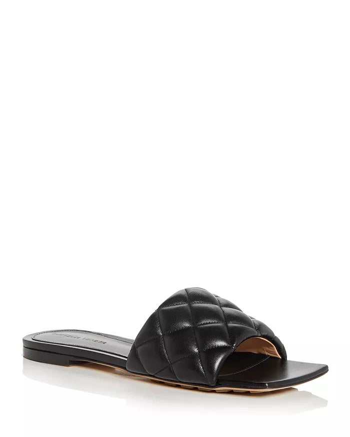 BOTTEGA VENETA SQUARE TOE QUILTED NAPPA LEATHER MULES