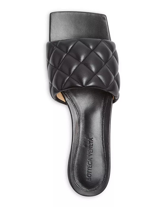 BOTTEGA VENETA SQUARE TOE QUILTED NAPPA LEATHER MULES