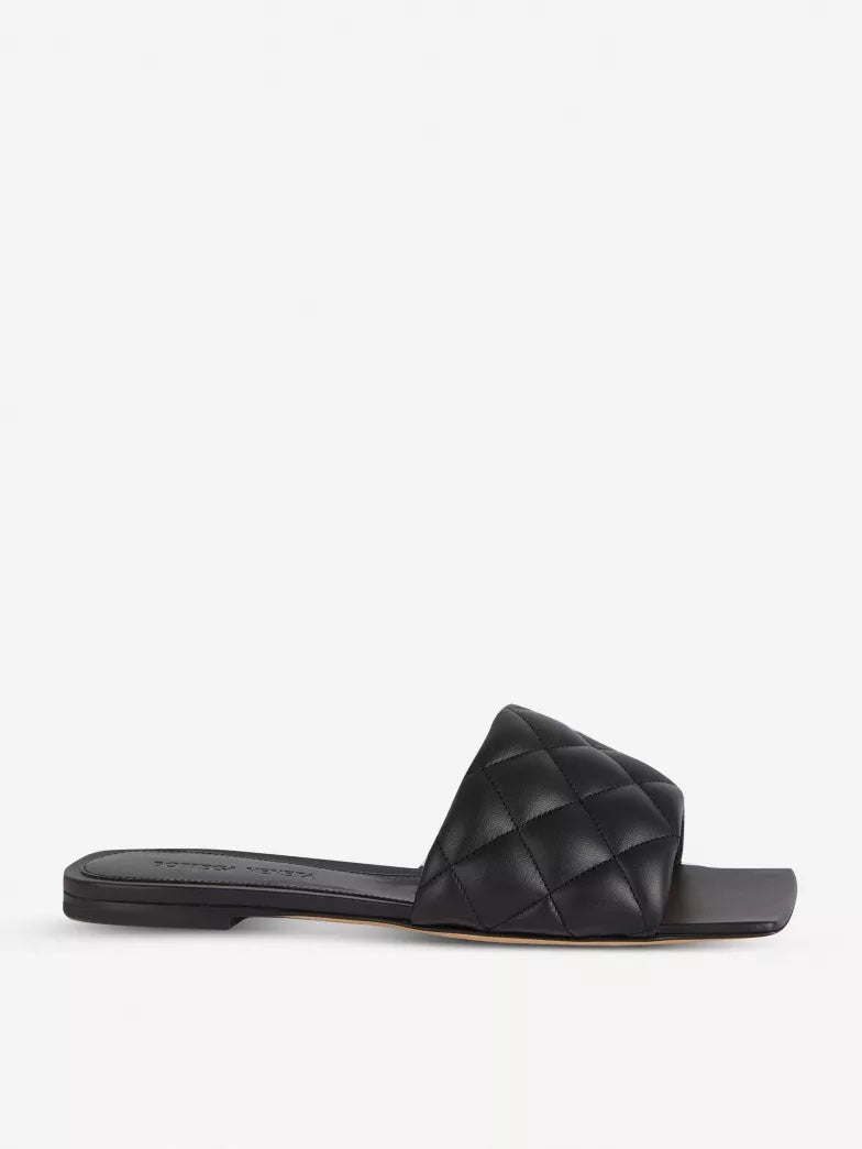 BOTTEGA VENETA SQUARE TOE QUILTED NAPPA LEATHER MULES