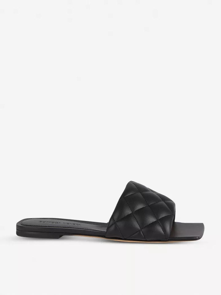 BOTTEGA VENETA SQUARE TOE QUILTED NAPPA LEATHER MULES