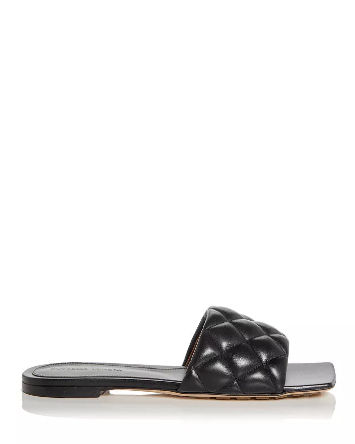 BOTTEGA VENETA SQUARE TOE QUILTED NAPPA LEATHER MULES