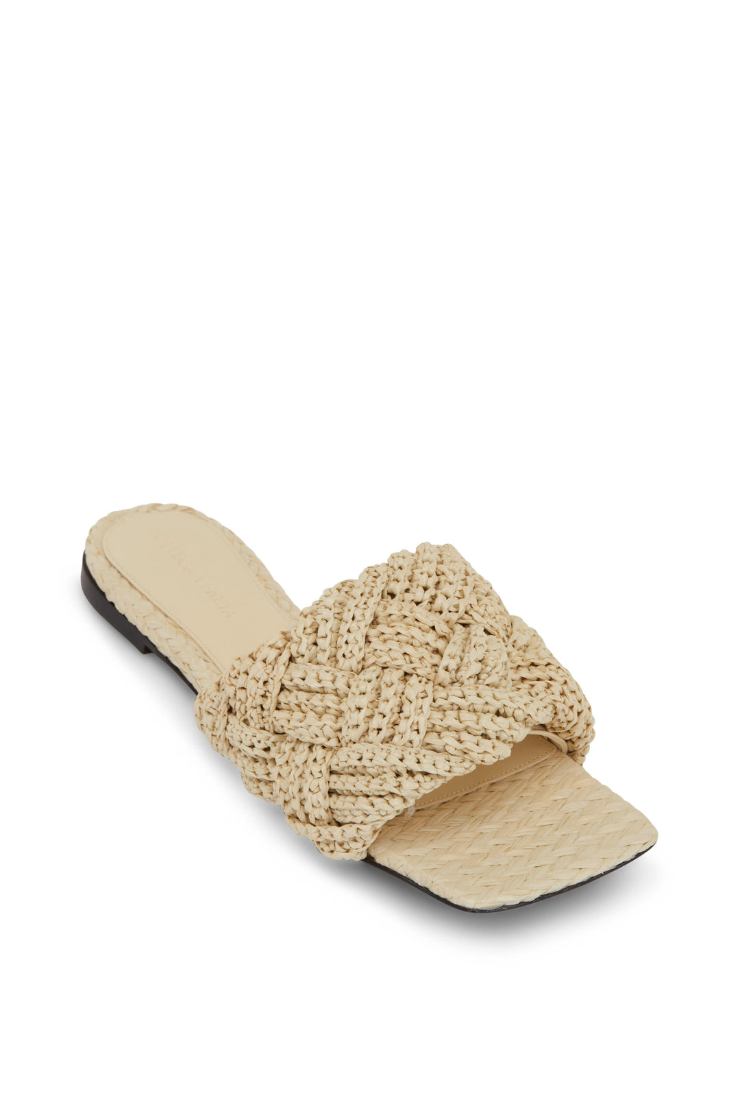 BOTTEGA VENETA RAFFIA LIDO FLAT MULES