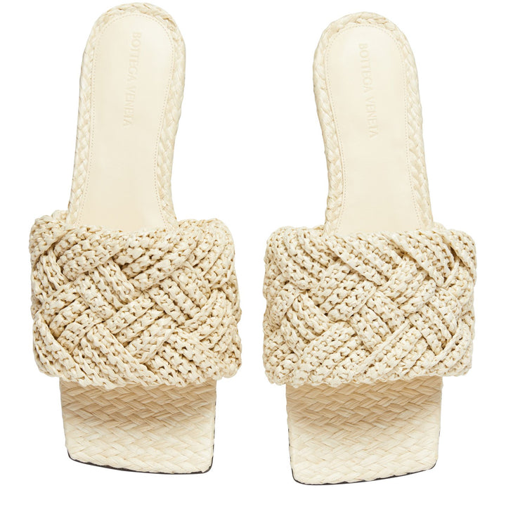BOTTEGA VENETA RAFFIA LIDO FLAT MULES