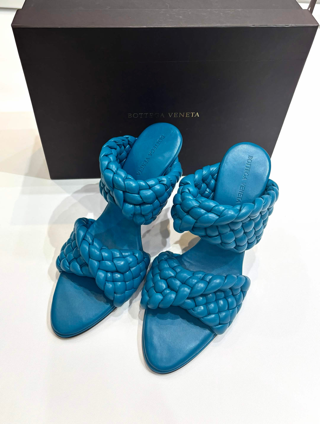 BOTTEGA VENETA THE CURVE PADDED INTRECCIATO LAMBSKIN LEATHER MULES