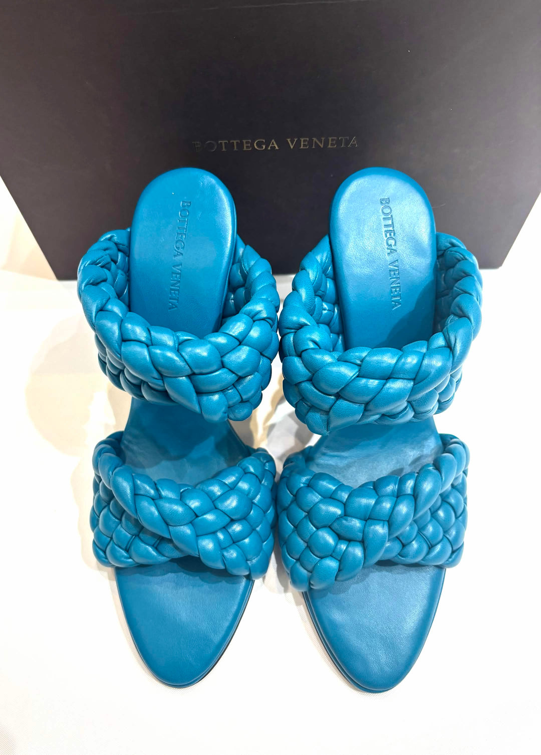BOTTEGA VENETA THE CURVE PADDED INTRECCIATO LAMBSKIN LEATHER MULES