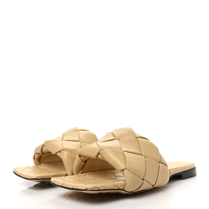 BOTTEGA VENETA NAPPA LEATHER MAXI INTRECCIATO LIDO FLAT MULES