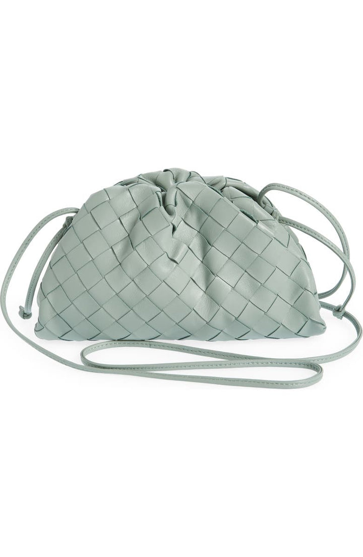 BOTTEGA VENETA SMALL LAMBSKIN LEATHER CLUTCH SHOULDER BAG