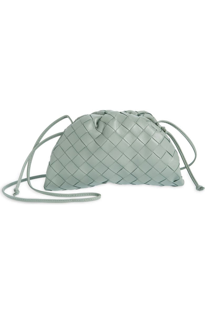 BOTTEGA VENETA SMALL LAMBSKIN LEATHER CLUTCH SHOULDER BAG