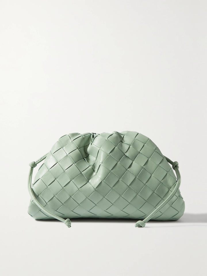 BOTTEGA VENETA SMALL LAMBSKIN LEATHER CLUTCH SHOULDER BAG