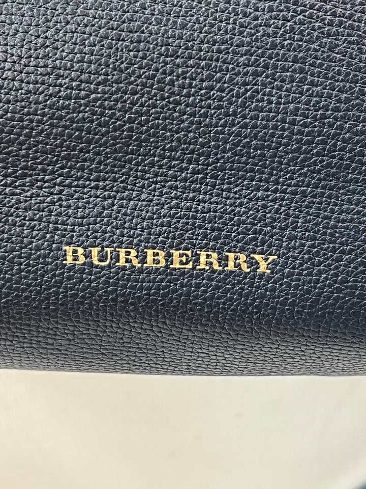 BURBERRY BANNER LEATHER &amp; HOUSE CHECK TOTE BAG