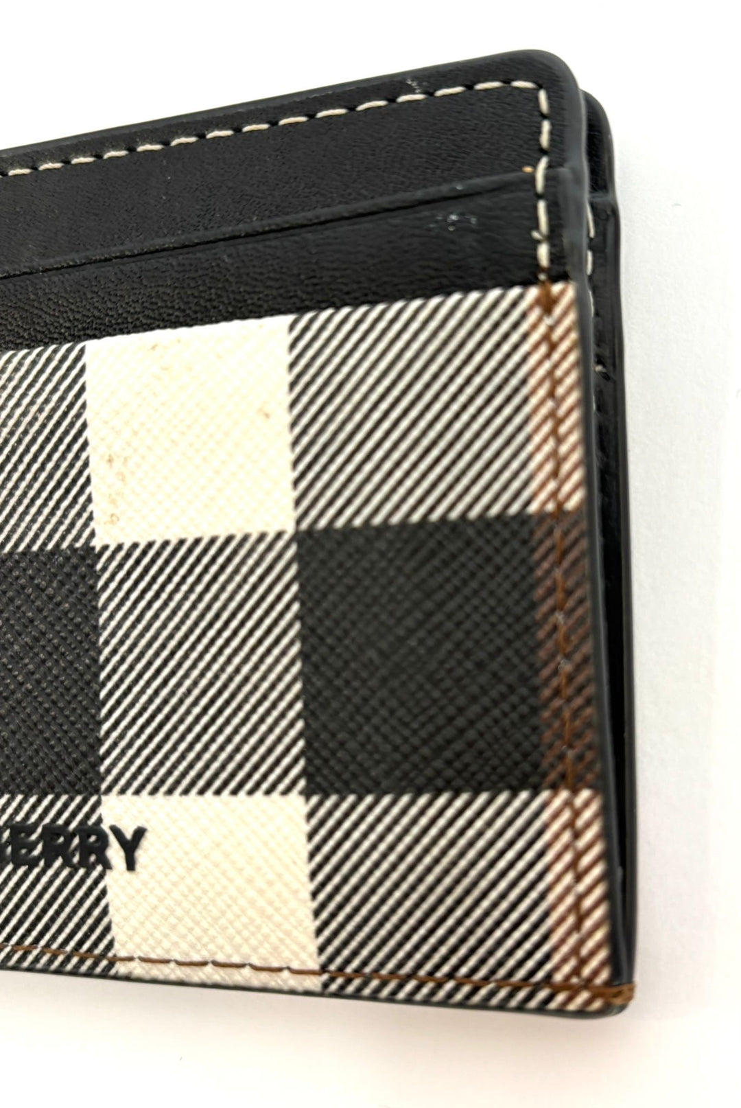 BURBERRY BLACK CHECK CARD HOLDER