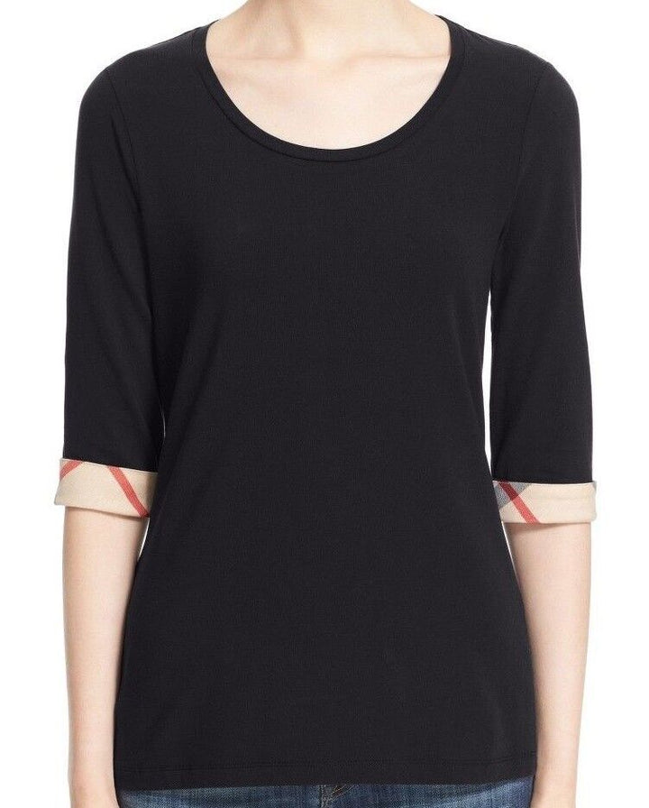 BURBERRY BRIT CUFF CHECK 3/4 SLEEVE SHIRT