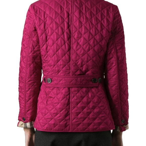 BURBERRY BRIT QUILTED JACKET IN MAGENTA NOVA CHECK – Caroline's