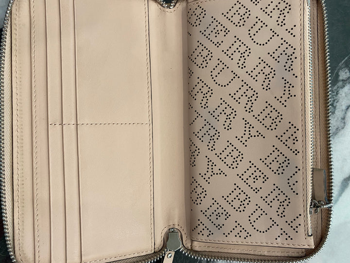 BURBERRY PERFORATED CALFSKIN ZIP AROUND WALLET