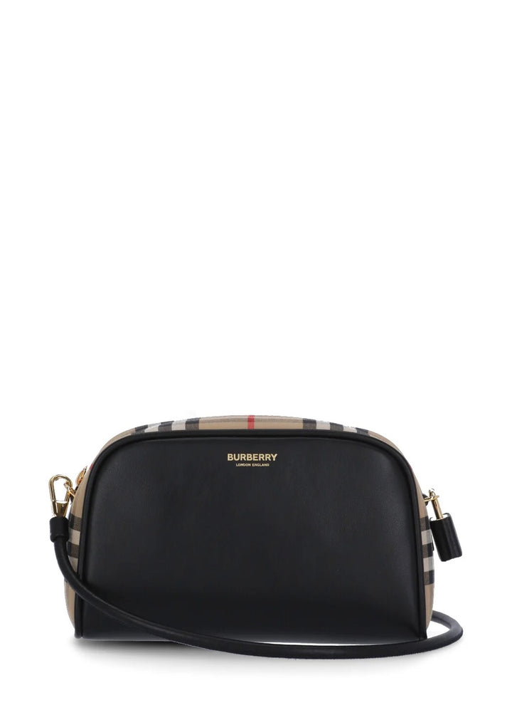 BURBERRY CALFSKIN LEATHER VINTAGE CHECK HALF CUBE CROSSBODY
