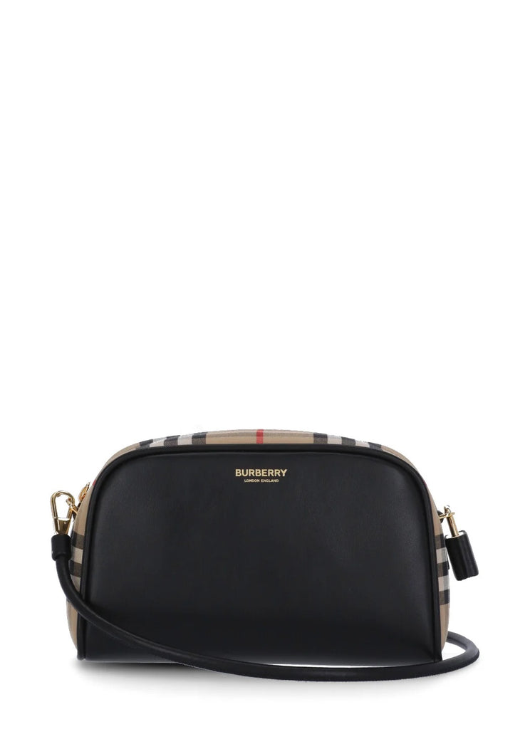 BURBERRY CALFSKIN LEATHER VINTAGE CHECK HALF CUBE CROSSBODY