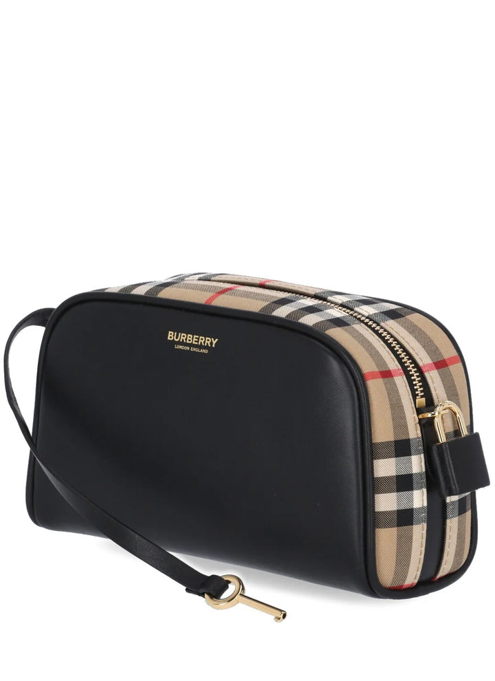 BURBERRY CALFSKIN LEATHER VINTAGE CHECK HALF CUBE CROSSBODY