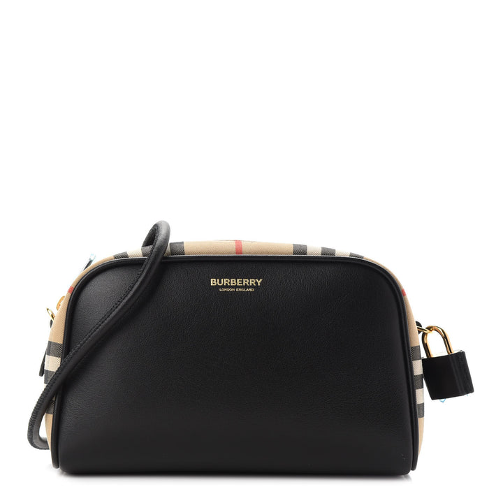 BURBERRY CALFSKIN LEATHER VINTAGE CHECK HALF CUBE CROSSBODY