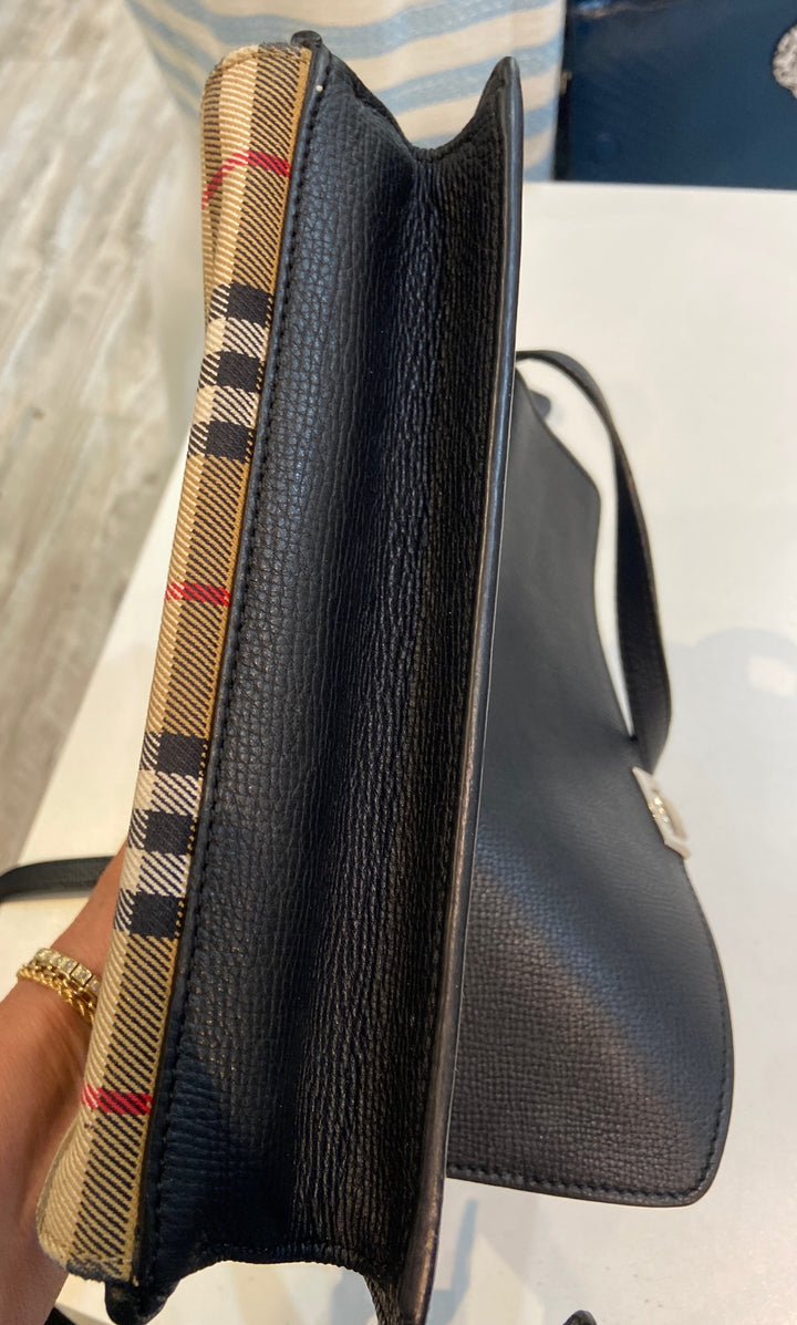BURBERRY CALFSKIN VINTAGE CHECK SMALL MACKEN CROSSBODY BAG
