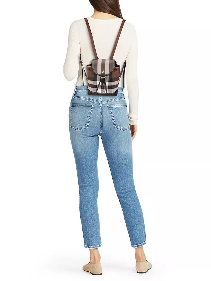 burberry micro check leather backpack BURBERRY BROWN CHECK MICRO BACKPACK – Caroline's Fashion Luxuries