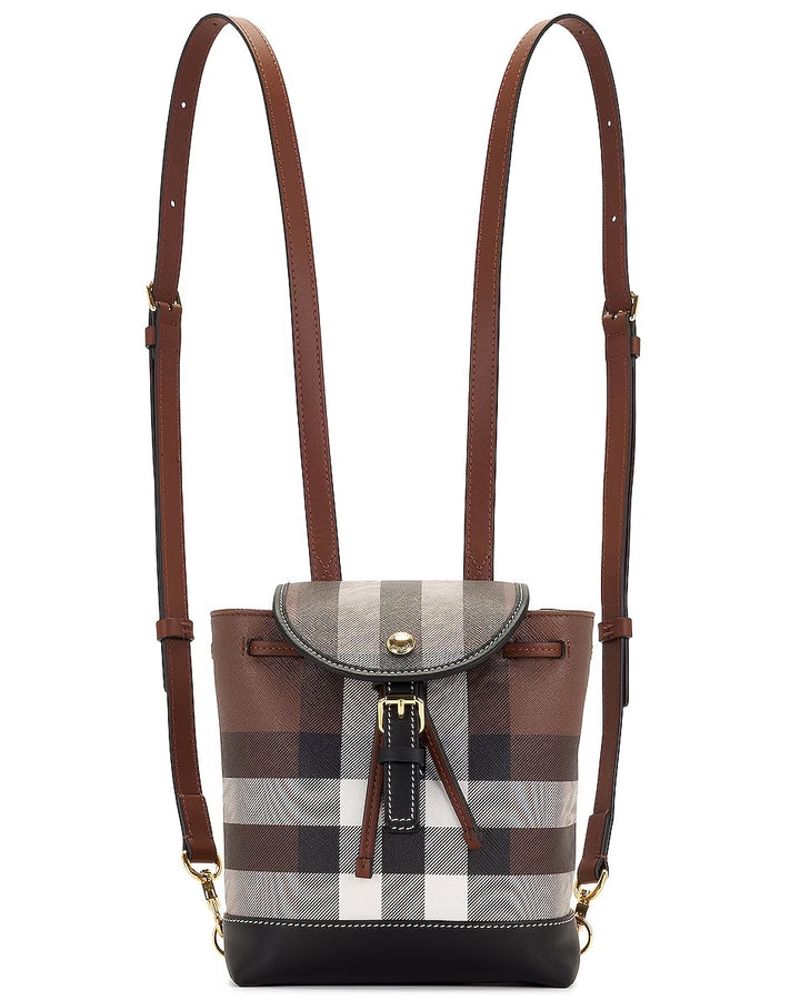 burberry house check textured backpack brown leather BURBERRY BROWN CHECK MICRO BACKPACK – Caroline's Fashion Luxuries