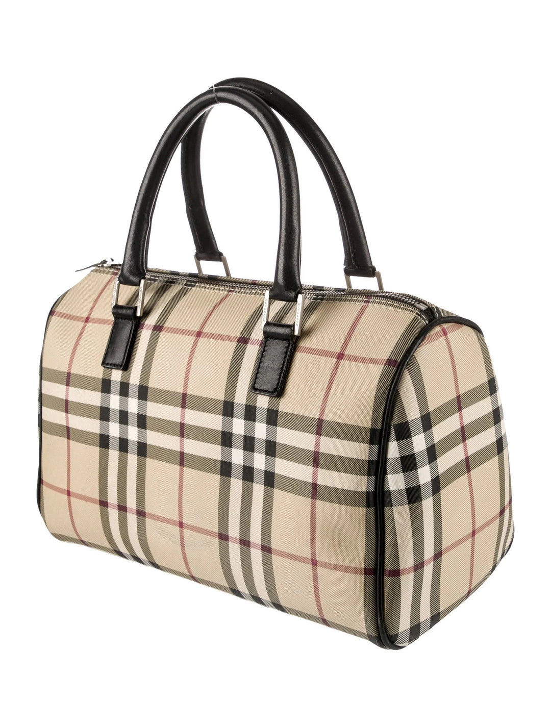 Burberry Vintage Check Canvas Boston #277361B33B BURBERRY CANVAS GOUSE CHECK BOSTON HANDBAG – Caroline main image 4