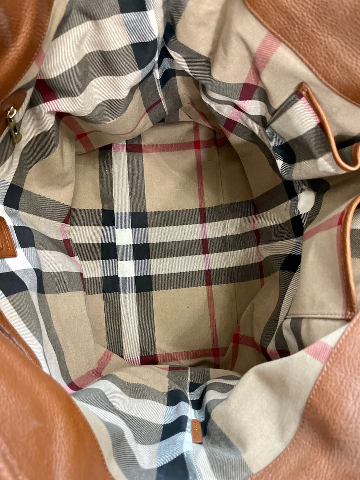 BURBERRY CARTERA FIGUE CANVAS &amp; CALFSKIN LEATHER TOTE BAG
