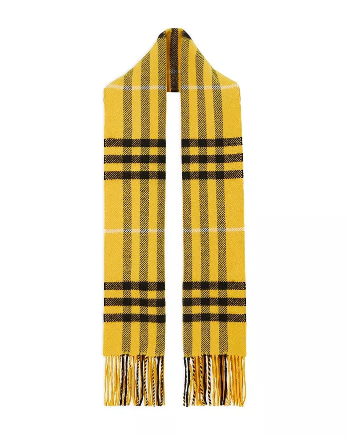 BURBERRY CHECK WOOL &amp; CASHMERE SCARF