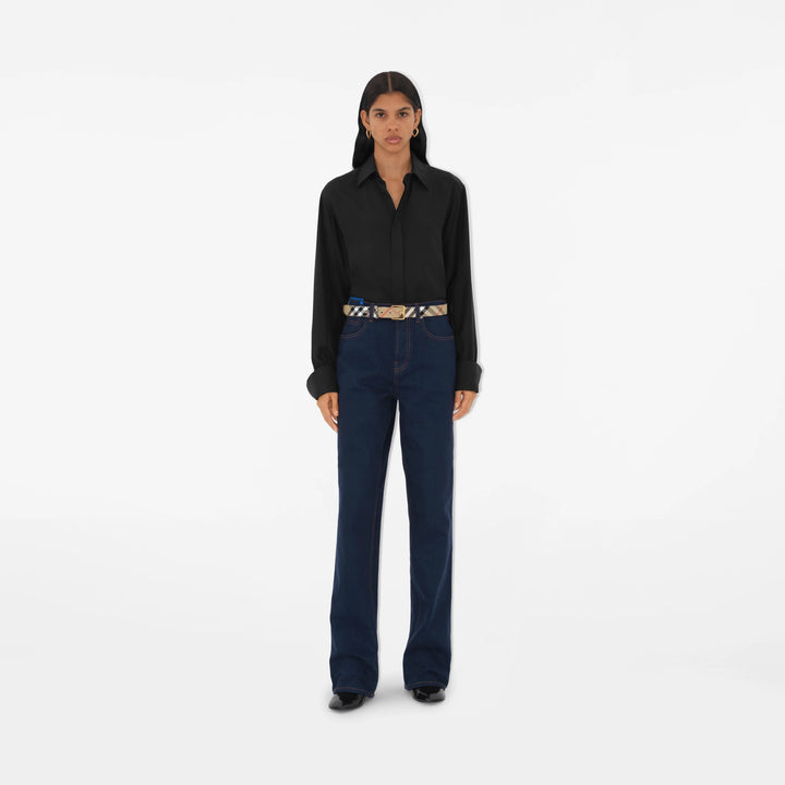 BURBERRY CHECK B LINE BUCKLE BELT