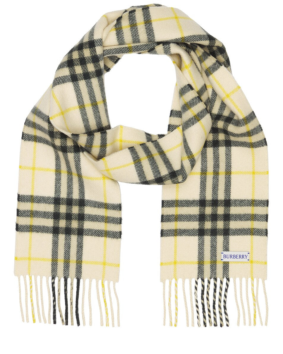 BURBERRY HOUSE CHECK CASHMERE FRINGED SCARF