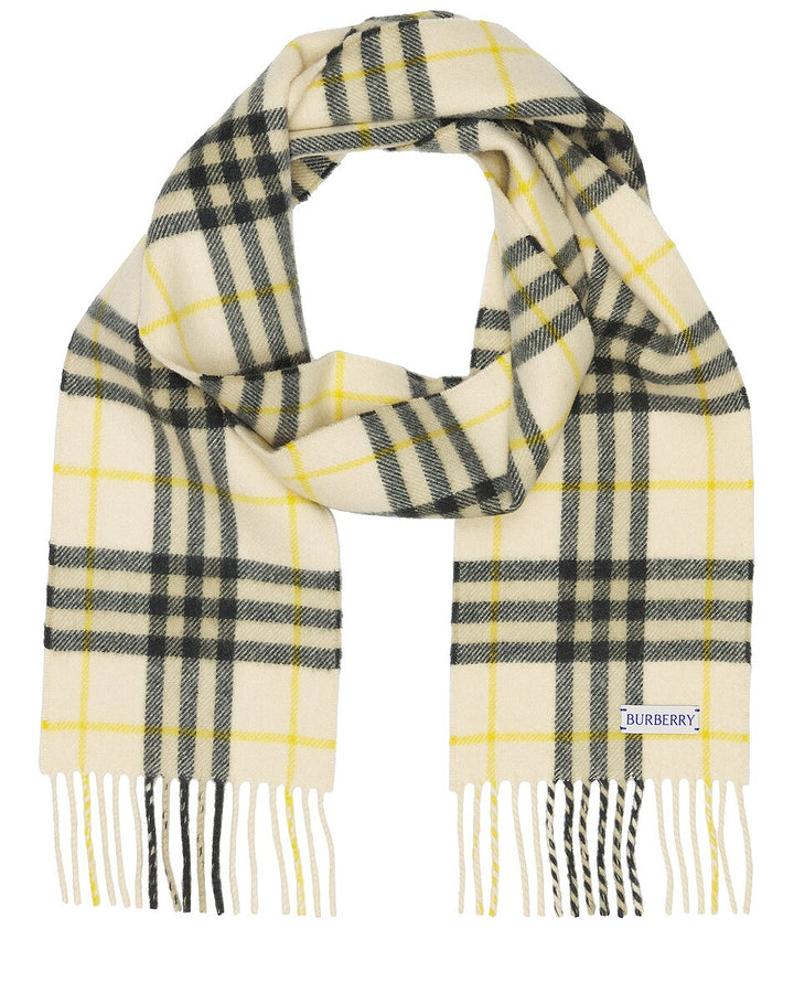 BURBERRY HOUSE CHECK CASHMERE FRINGED SCARF