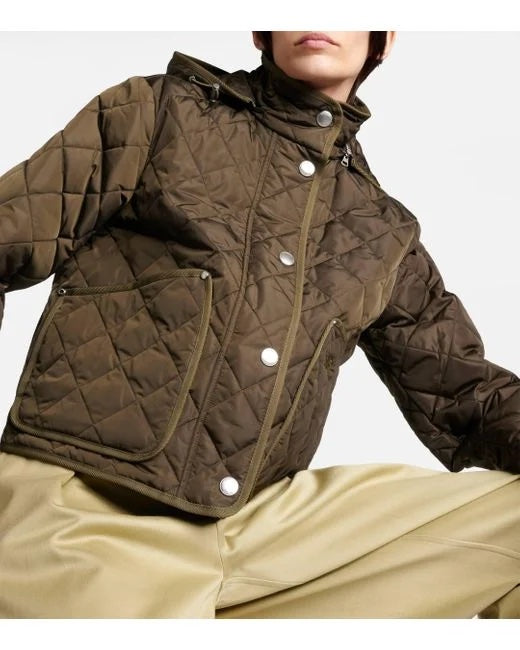 BURBERRY｜DOWN JACKETS (Diamond quilting nylon cropped j Burberry Diamond-Quilted Nylon Cropped Jacket | Saks Fifth