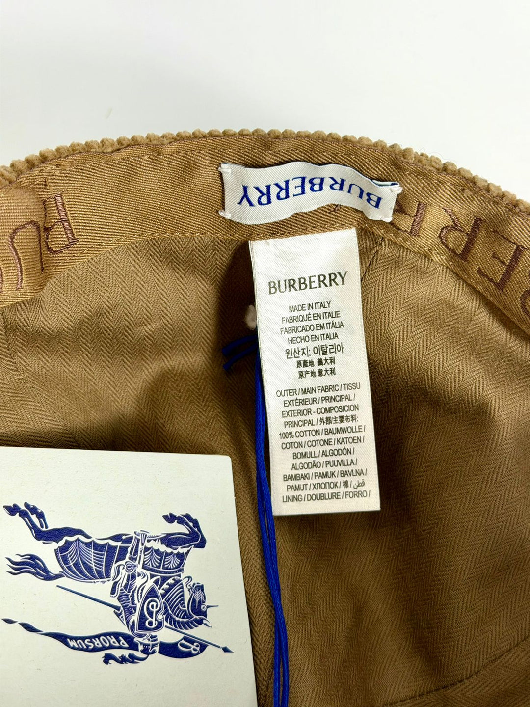 BURBERRY EKD EMBROIDERED CORDUROY BASEBALLE CAP