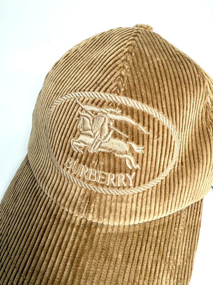 BURBERRY EKD EMBROIDERED CORDUROY BASEBALLE CAP