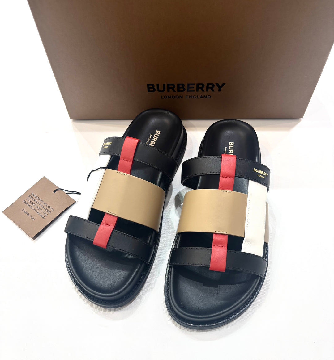 BURBERRY ELLENDALE WOVEN CALFSKIN LEATHER MULES