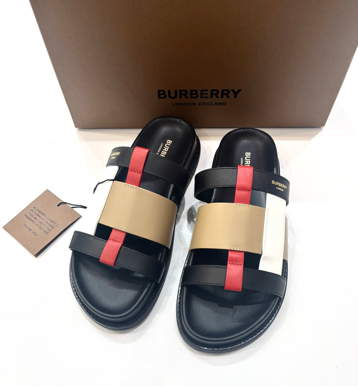 BURBERRY ELLENDALE WOVEN CALFSKIN LEATHER MULES