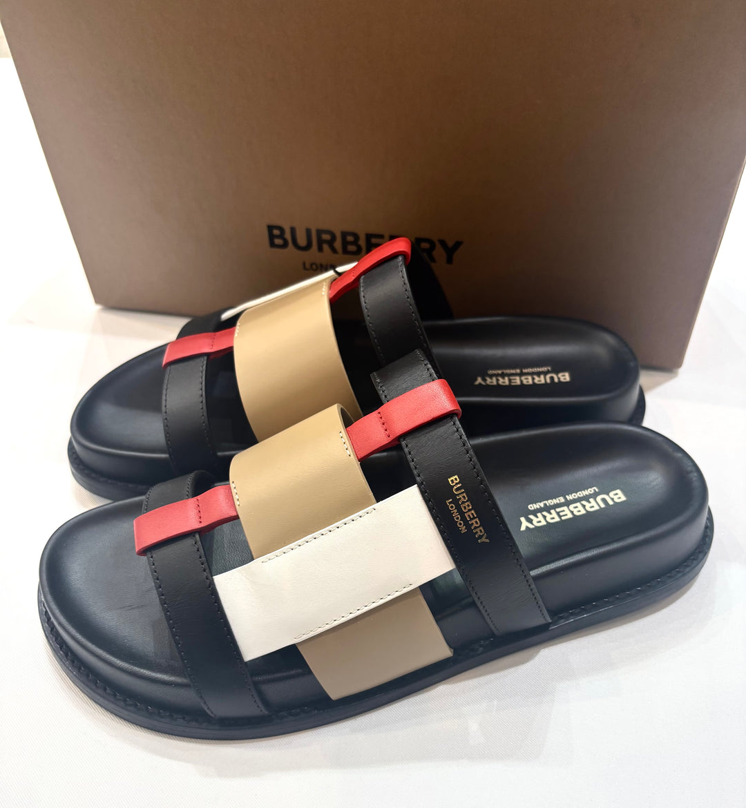 BURBERRY ELLENDALE WOVEN CALFSKIN LEATHER MULES