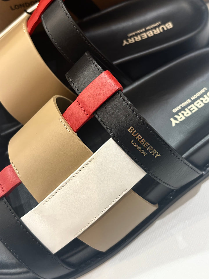 BURBERRY ELLENDALE WOVEN CALFSKIN LEATHER MULES