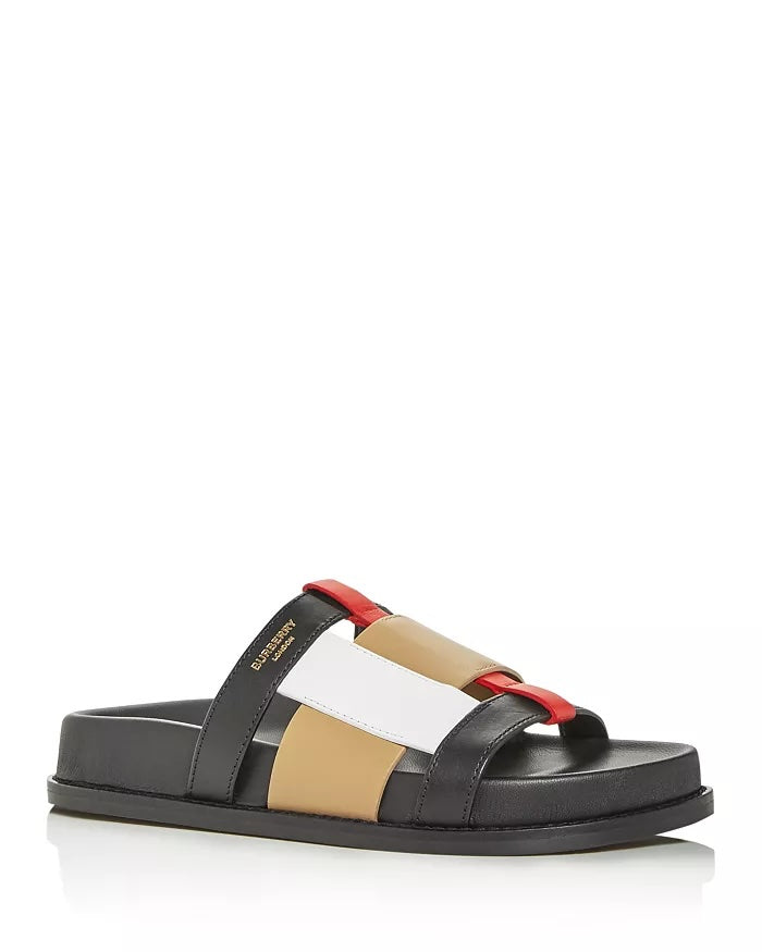BURBERRY ELLENDALE WOVEN CALFSKIN LEATHER MULES