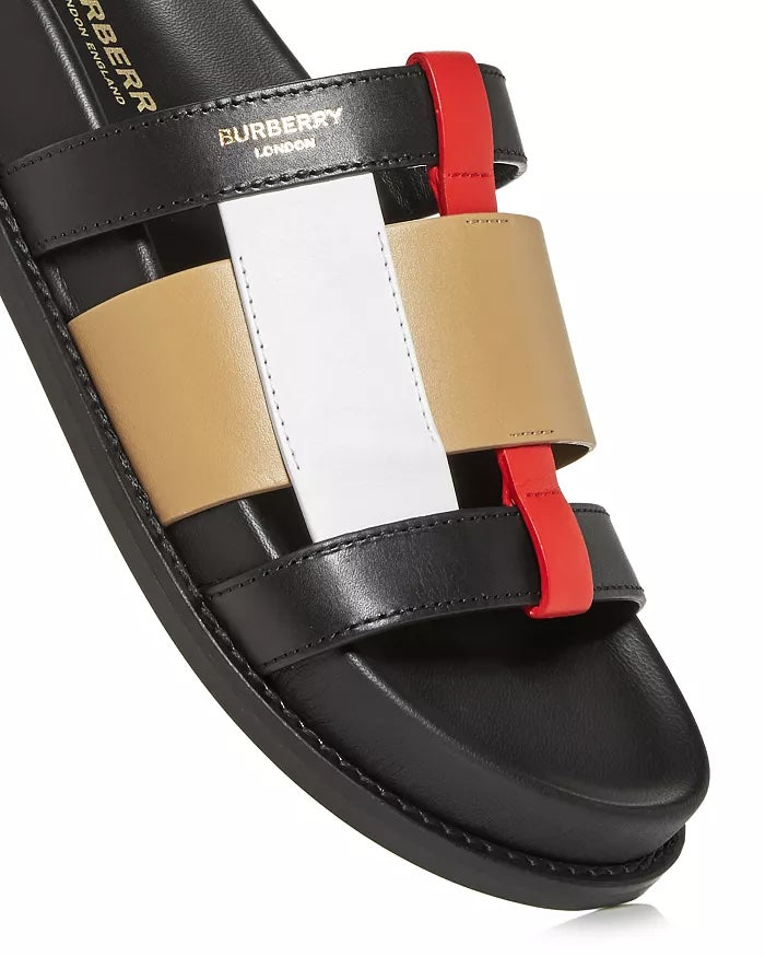 BURBERRY ELLENDALE WOVEN CALFSKIN LEATHER MULES