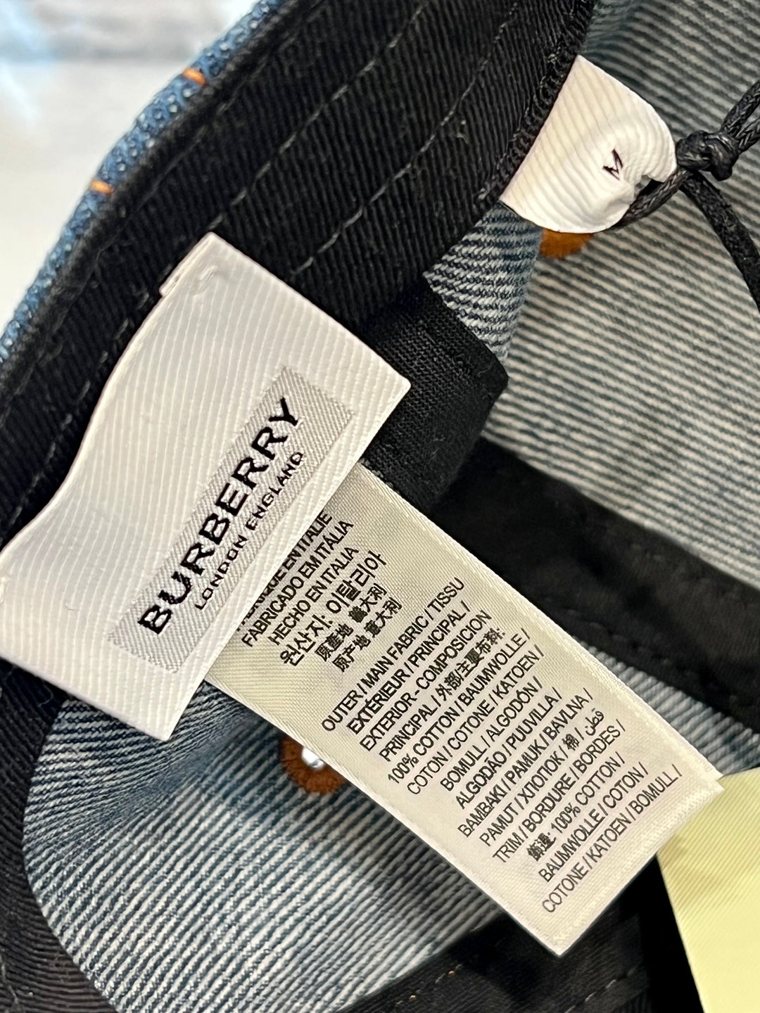 BURBERRY EMBROIDERED LOGO DENIM BASEBALL CAP