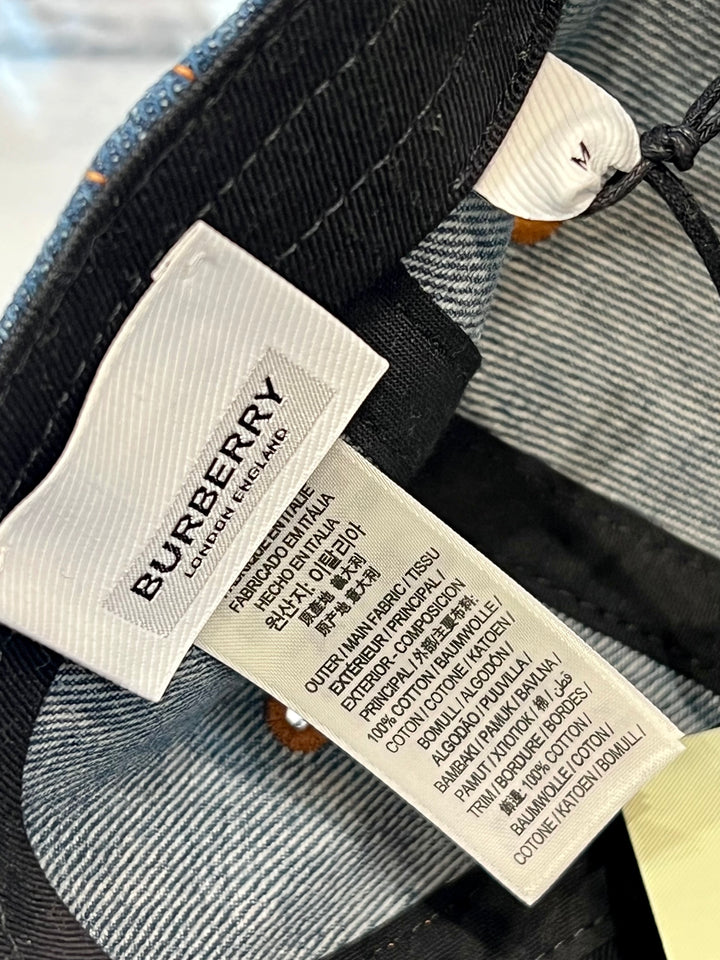 BURBERRY EMBROIDERED LOGO DENIM BASEBALL CAP