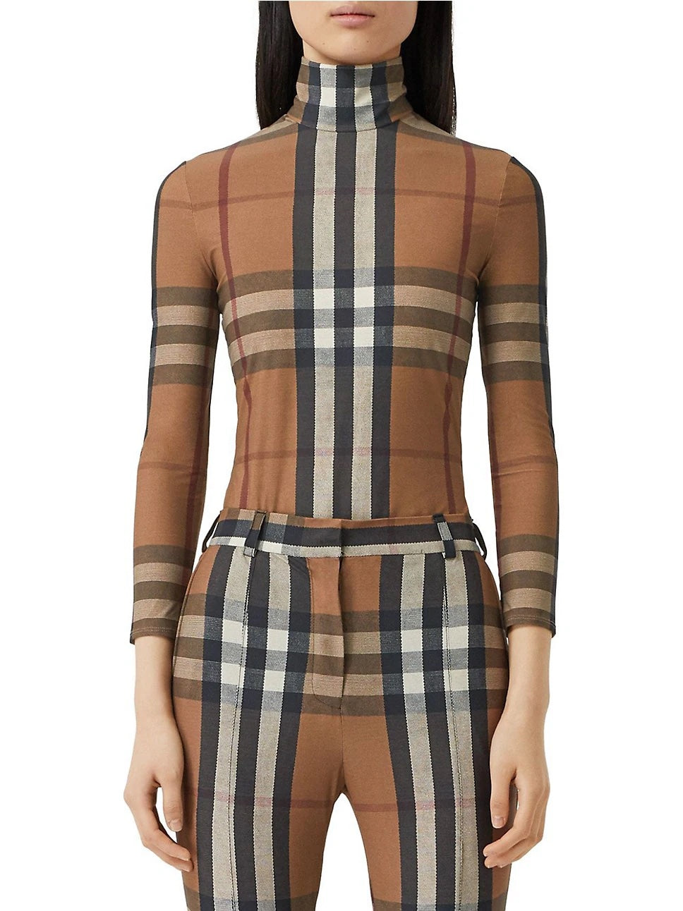 BURBERRY EMERY VINTAGE CHECK JERSEY TURTLENECK TOP