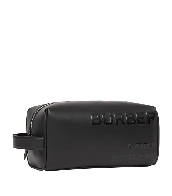BURBERRY LEATHER HORSEFERRY TOILETRY BAG
