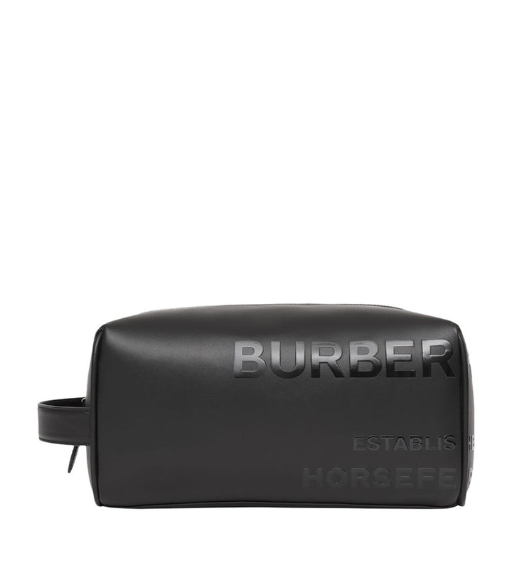 BURBERRY LEATHER HORSEFERRY TOILETRY BAG