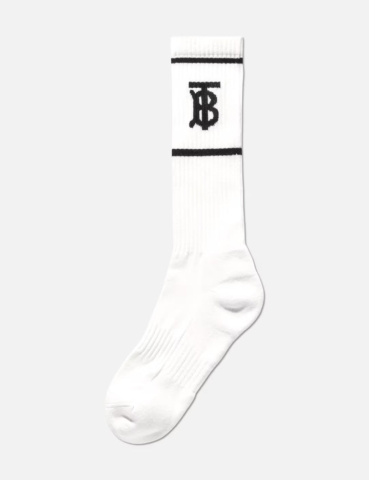 BURBERRY MONOGRAM INTARSIA COTTON BLEND SOCKS