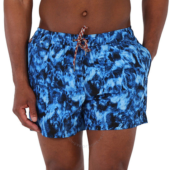 BURBERRY MEN'S MIDNIGHT GREENFORD RIPPLE PRINT SWIM SHORTS
