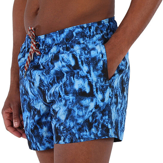 BURBERRY MEN'S MIDNIGHT GREENFORD RIPPLE PRINT SWIM SHORTS