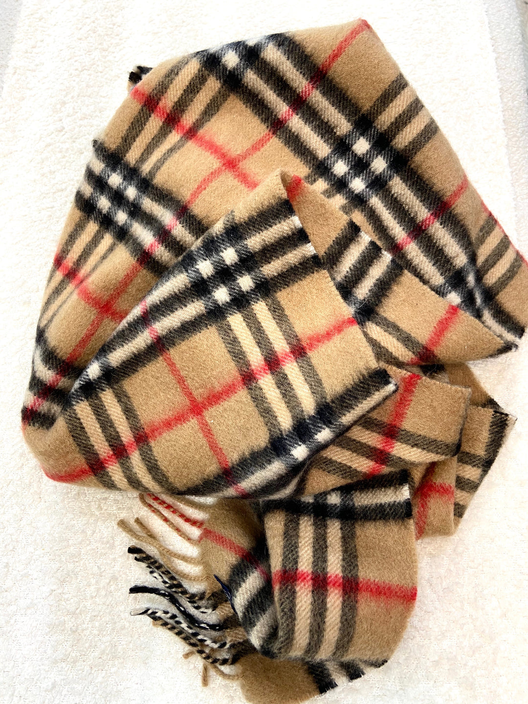 BURBERRY NOVA CHECK FRINGE CASHMERE SCARF