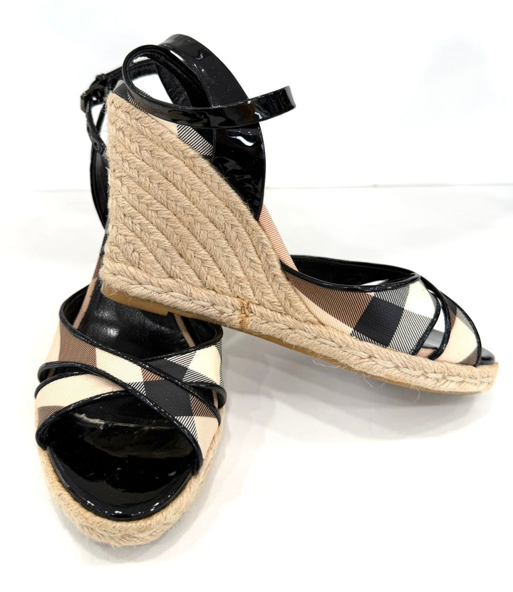 BURBERRY NOVA CHECK WEDGE HEEL ESPADRILLES